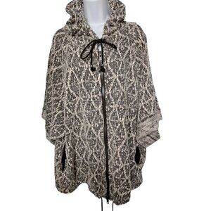 Free People Gray Oversized Hooded Zip Up Slouchy Cardigan Shrug Small/Petite SP